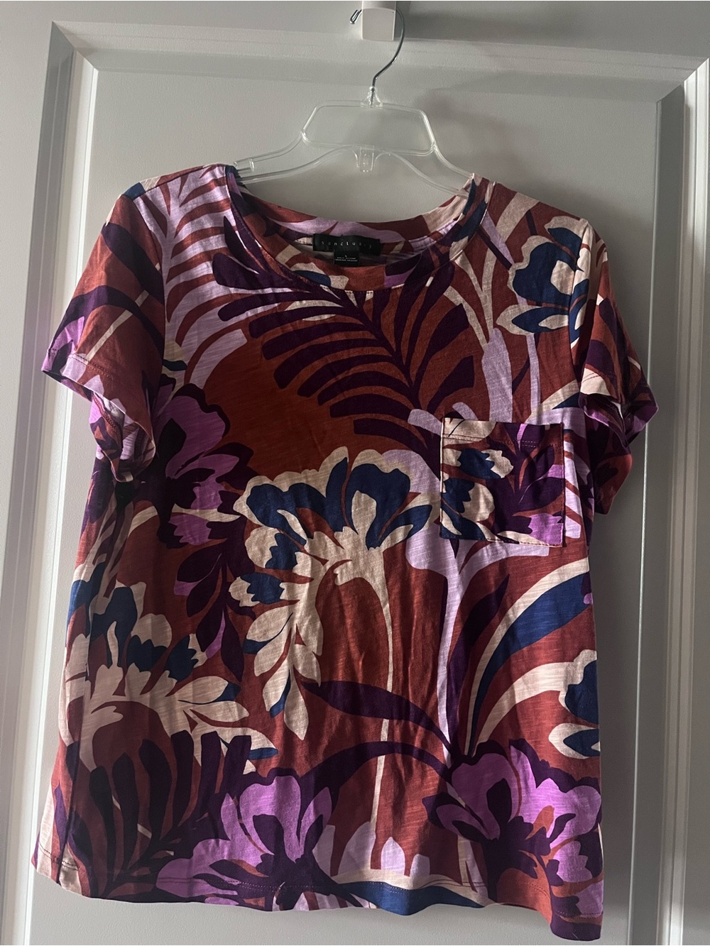 Sanctuary Rust, Purple & Navy Floral Short Sleeve Pocket Tee